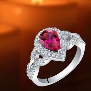 💗💗💗Luxury  jewelry 925 silver Silver Ring with Red‎ Ruby Gemstone